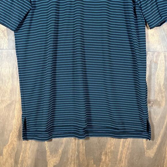 Peter Millar Men Shirt Black Blue Stripe Summer Crown Comfort Polo Stretch Large - Picture 3 of 12